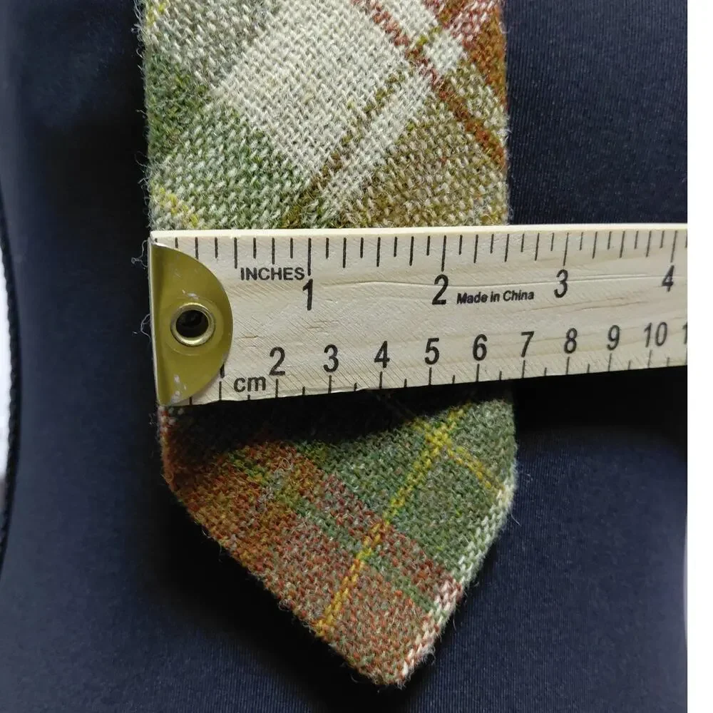 Afonwen Woollen Mill North Wool Pure Green Brown Plaid Tie Men One Size